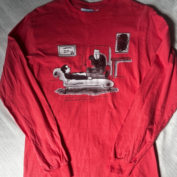 Funny Long Sleeve T shirt in Coral Red with graphic logo - Kenny Schachter - Picture 11 of 13